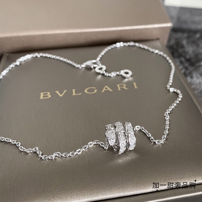 [พร้อมส่ง] สร้อยคอ จี้รูปกระดูกงู ประดับเพชร สีขาว ทอง พร้อมกล่อง สําหรับผู้หญิง