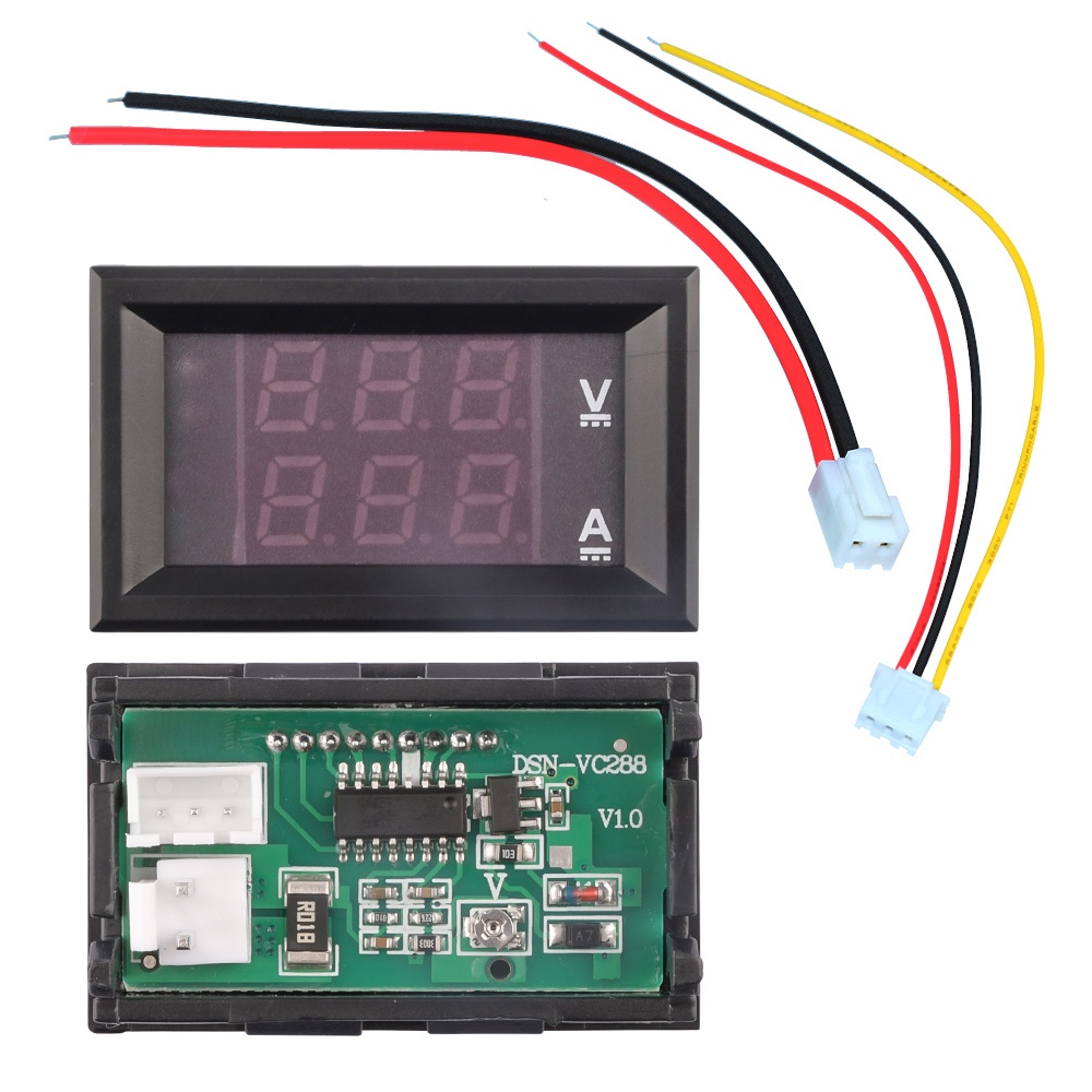 Diymore 0.28 นิ้ว ดิจิทัล โวลต์มิเตอร์ แอมมิเตอร์ DC 100V 10A แอมป์ แรงดันไฟฟ้า ปัจจุบัน เครื่องทดสอบ สีฟ้า สีแดง แผงจอแสดงผล LED คู่ พร้อมสายเคเบิลเชื่อมต่อ
