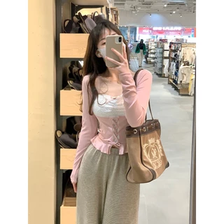 (ส่งจากกรุงเทพ) กระชับเอว แขนยาว เสื้อกล้ามเซ็กซี่สำหรับผู้หญิง ระบายลูกไม้
