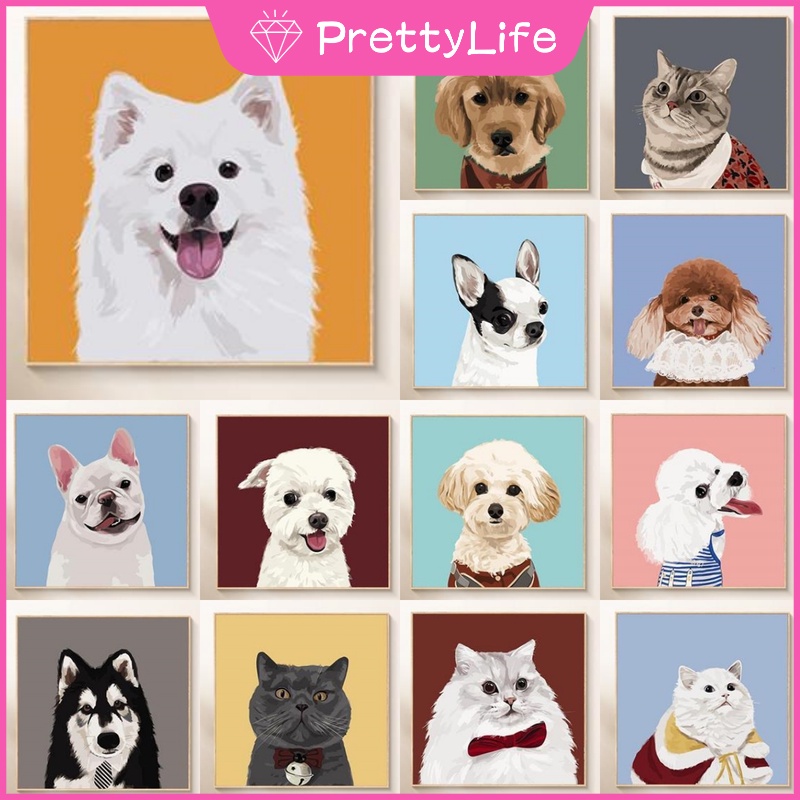 【PL】ภาพวาดปักเพชร พลอยเทียม แนวโมเสก ลายการ์ตูนแมวและสุนัข 5D ขนาด 30X30 ซม. สําหรับตกแต่งบ้าน