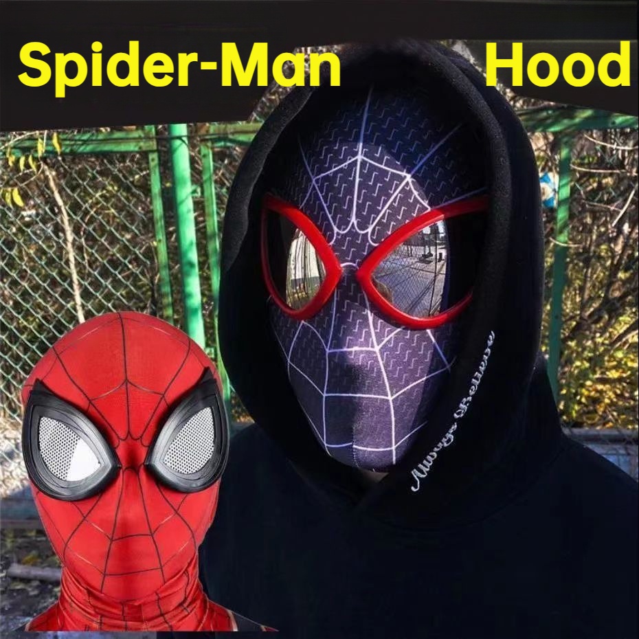 Spider-Man hoodie 10 รูปแบบหน้ากาก Spider-Man หน้ากาก COS อุปกรณ์เสริมการ์ตูน-Con หมวก * ชุดหูฟังแขว