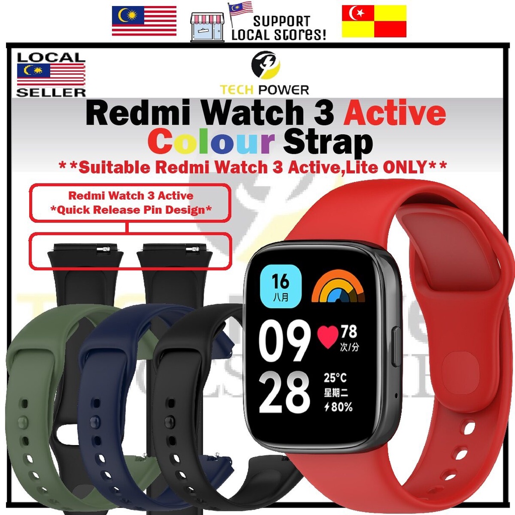 สาย Redmi Watch 3 Active, สาย Redmi Watch 3 Lite, สายซิลิโคนสี, Tali Jam Redmi Watch 3 Active