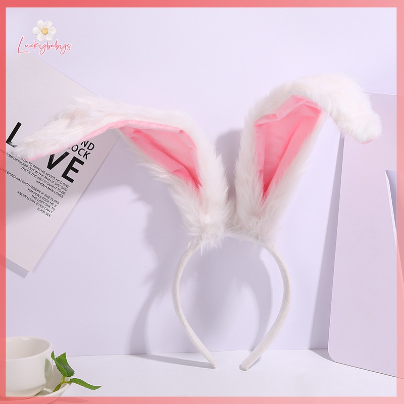 Luckybabys>หญิงน่ารักสาว Lolita คอสเพลย์ปุยตุ๊กตาหวานยาวกระต่ายหูผม Hoop การ์ตูนอะนิเมะ Headpiece ใหม่ - รูปที่ 6