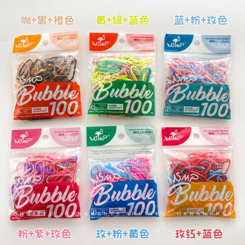 100 ชิ้น แฟชั่นเกาหลี น่ารัก เด็ก คละสี ใช้แล้วทิ้ง ยืดหยุ่นสูง ทนทาน ยางรัดผม ยางรัดผม