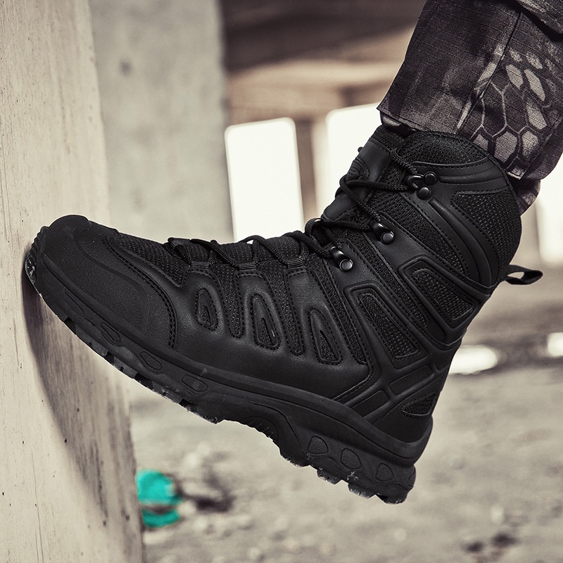 รองเท้ากีฬา รองเท้าบูท คุณภาพสูง ที่ทนต่อการสึกหรอ สไตล์ทหาร สําหรับผู้ชาย เดินป่า ใช้งานกลางแจ้ง