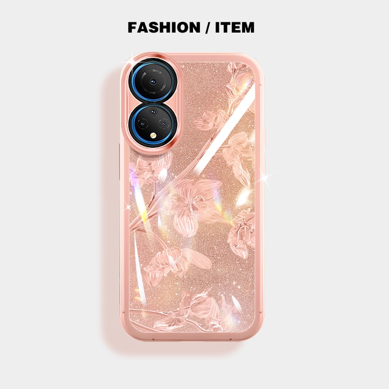 เคสป้องกันสําหรับ Huawei Honor X7C X7B X7A X7 X5 Plus Honor 200 สมาร์ท 5G Play 30 50 60 Plus ขั้นสูงเงา Bauhinia ดอกไม้เคสโทรศัพท์ Anti Drop ซิลิโคนนุ่มฝาครอบ
