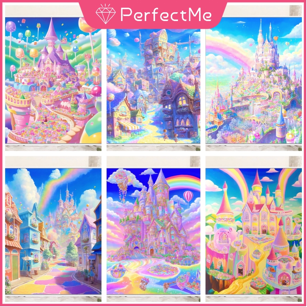 【PM】ชุดงานปักครอสติชเม็ดบีด ทรงเพชร อะคริลิค ทรงกลม ลายปราสาทในฝัน สุนัข 5D ขนาด 30x40 ซม. สีชมพู สําหรับตกแต่งบ้าน 风景 5245