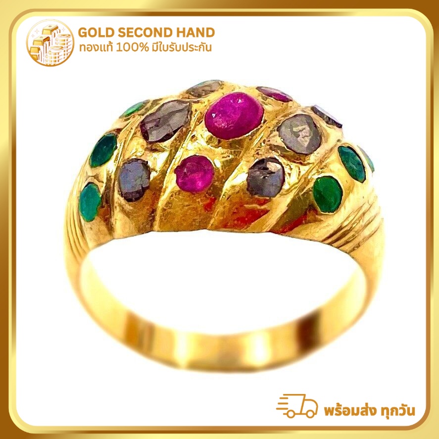 แหวนพลอยทองคำแท้ 90% (หนัก 2.6 กรัม  มีใบรับประกันจากทางร้านทอง) R01/11/2023 .2