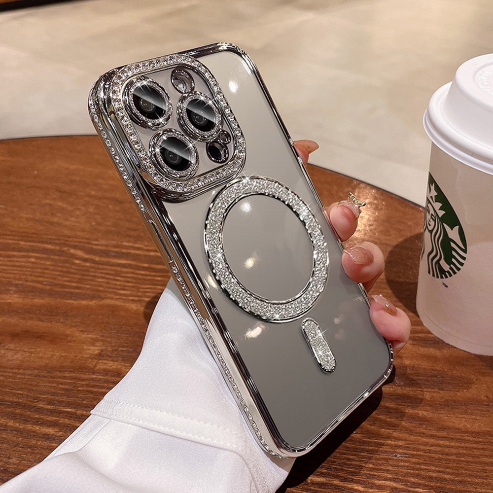 เคสโทรศัพท์มือถือ ซิลิโคนนุ่ม ใส กันกระแทก ประดับเพชร รูปที่ 2