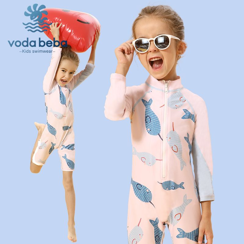 VODA BEBA مايوه بنات قطعة واحدة بأكمام طويلة (1-12 سنة) — صورة 4