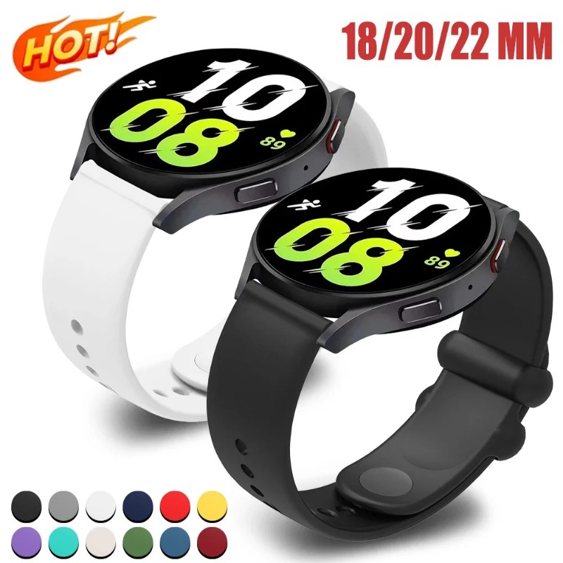 สายนาฬิกาข้อมือซิลิโคน 18 20 22 มม. สําหรับ Samsung Galaxy Watch 6 Classic 5pro 4 Huawei Watch GT4 4