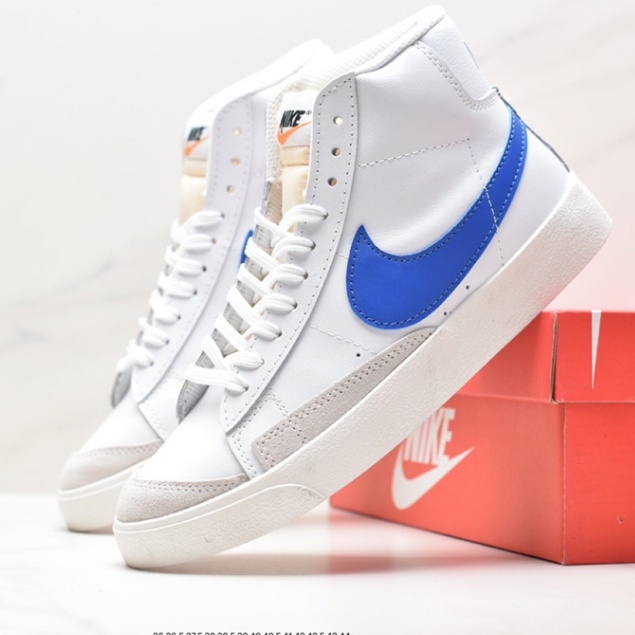 Nike Blazer Mid '77 SUEDE รองเท้าผ้าใบลําลอง สีขาว สีฟ้า