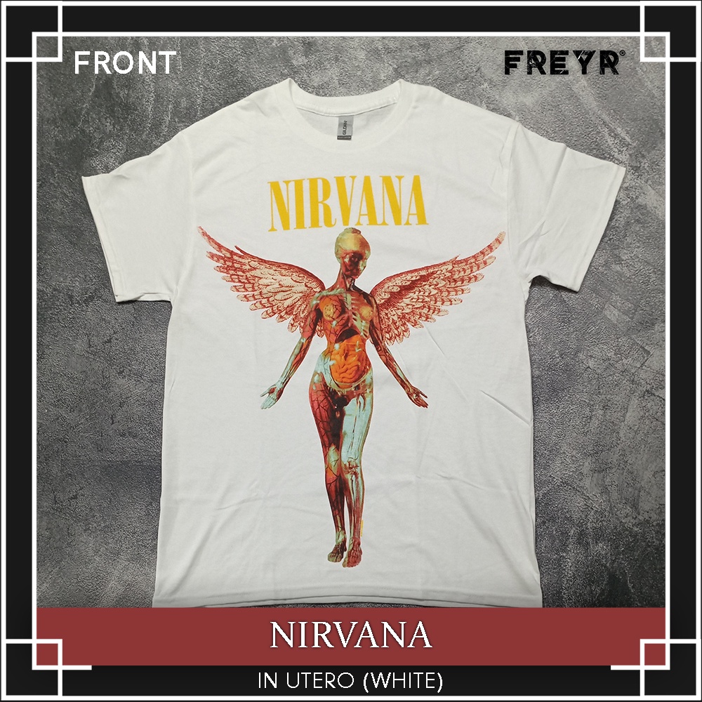 พร้อมส่ง เสื้อยืด ลายวง Nirvana สีขาว ของแท้