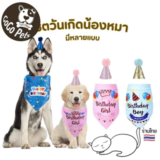 พร้อมส่ง🇹🇭 ผ้าพันคอวันเกิดสัตว์เลี้ยง พร้อมหมวก สำหรับสุนัขใหญ่ / แมว หมวกวันเกิดสัตว์เลี้ยง