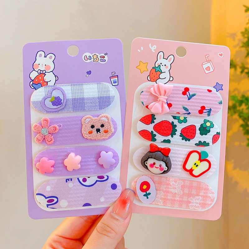 4 ชิ้น ชุดสไตล์เกาหลี เด็ก หน้าม้า สติกเกอร์ เวลโคร กิ๊บติดผม ชุดมายากล แปะ เหนียว แปะ น่ารัก ติดผม - รูปที่ 4