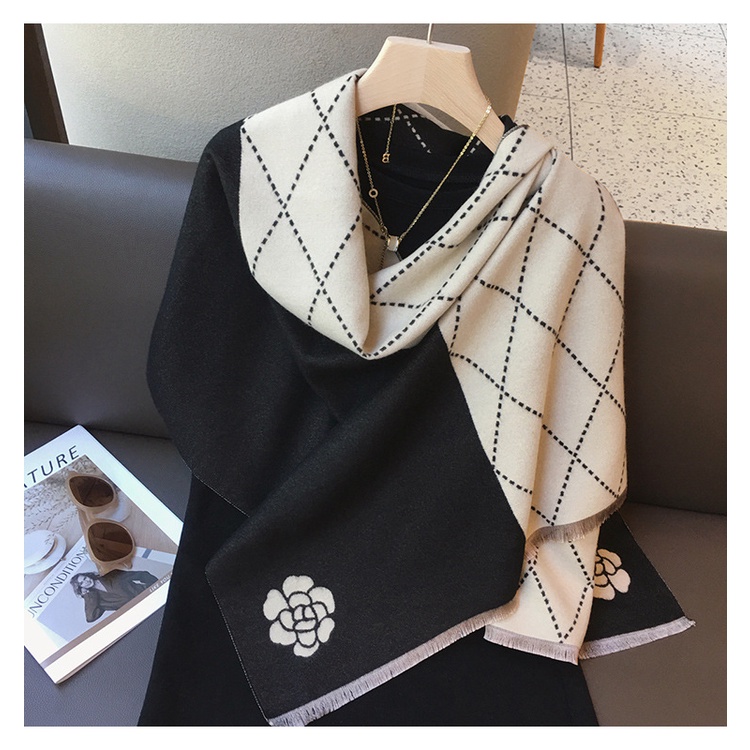 ผ้าคลุมไหล่ ผ้าพันคอ ผ้าแคชเมียร์ แบบถัก แบบหนา ให้ความอบอุ่น แฟชั่นสไตล์เกาหลี - รูปที่ 6