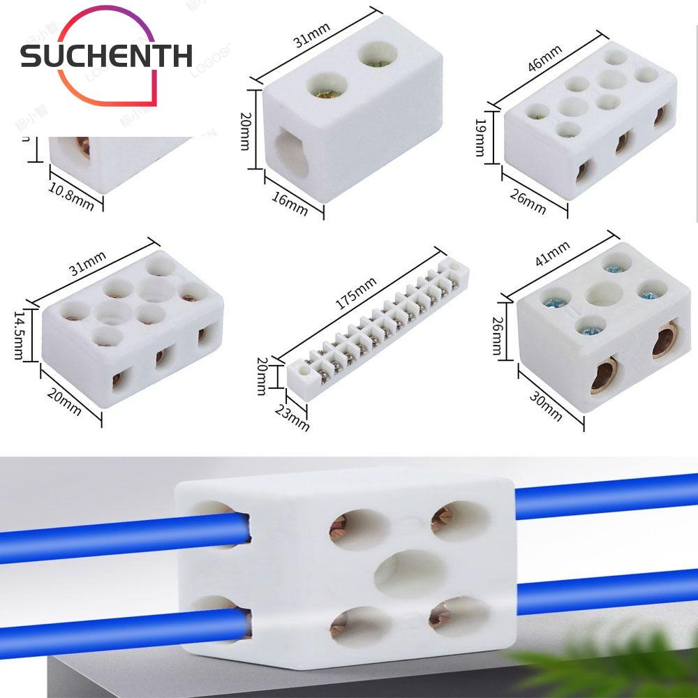 Suchenth ขั้วต่อสายไฟเซรามิค ทนอุณหภูมิสูง เข้า 1 ออก 1 เข้า 2 ออก 2 2 ตําแหน่ง 5 รู