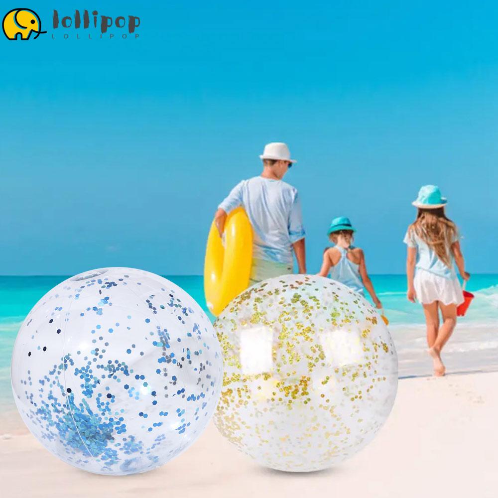 Lollipo1 ลูกบอลชายหาดเป่าลม 40 ซม. สําหรับเด็ก ผู้ใหญ่ งานอดิเรก เลื่อม กีฬากลางแจ้ง ปั๊มสระว่ายน้ํา ของเล่น