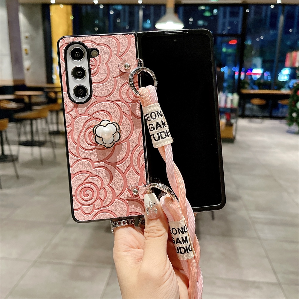 ความงามหรูหราดอกไม้สําหรับ Samsung Galaxy Z พับ 6 5 Z พับ 4 Art Design คลาสสิก Z Fold6 Fold5 Fold4 Z Fold3 พร้อมสายคล้องเคสโทรศัพท์