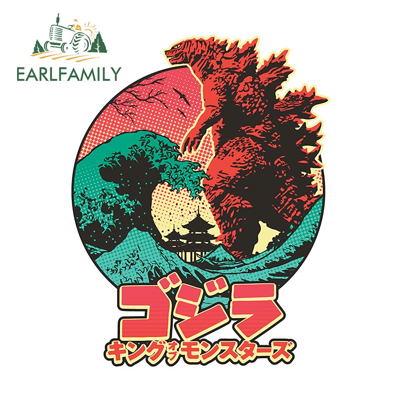 Earlfamily สติกเกอร์ไวนิล ลาย Godzilla กันน้ํา สําหรับติดตกแต่งประตูรถยนต์ สกูตเตอร์ 13 ซม. x 10.1 ซม.