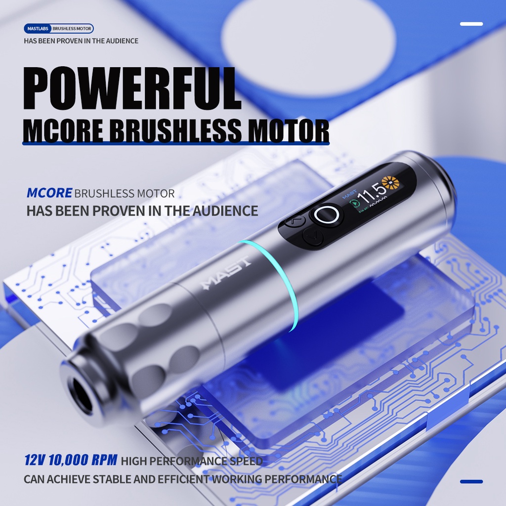 ((ฟรีเข็มทดสอบ) Dragonhawk Mast ARCHER 2 เครื่องปากกาสักถาวร แบตเตอรี่ 2100mAh ขนาดใหญ่ 3.5 มม.