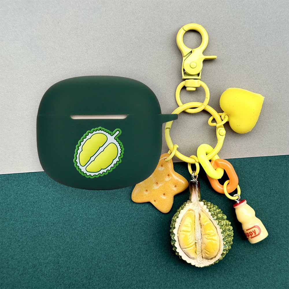 For EDIFIER W320TN Case Cartoon Durian Burger Keychain Pendant EDIFIER TWS1 Pro2 Silicone Soft Case 