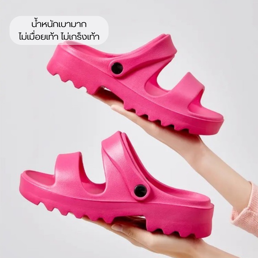 Triple X รองเท้าสายคาดรุ่นใหม่ 2024 สีแคนดี้ พื้นสูง 4CM เบามาก ใส่สบาย พร้อมส่งจาก กทม สวมใส่สบาย ทนต่อการสึกหรอ
