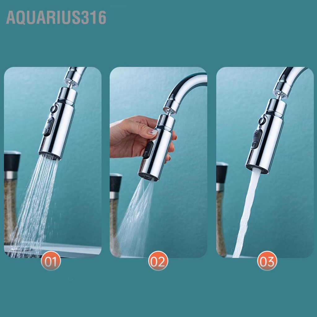 Aquarius316 ส่วนต่อขยายก๊อกน้ำหัวฉีดปรับห้องน้ำอ่างล้างจาน Water TAP Booster Universal Extender Quick Connect Silver