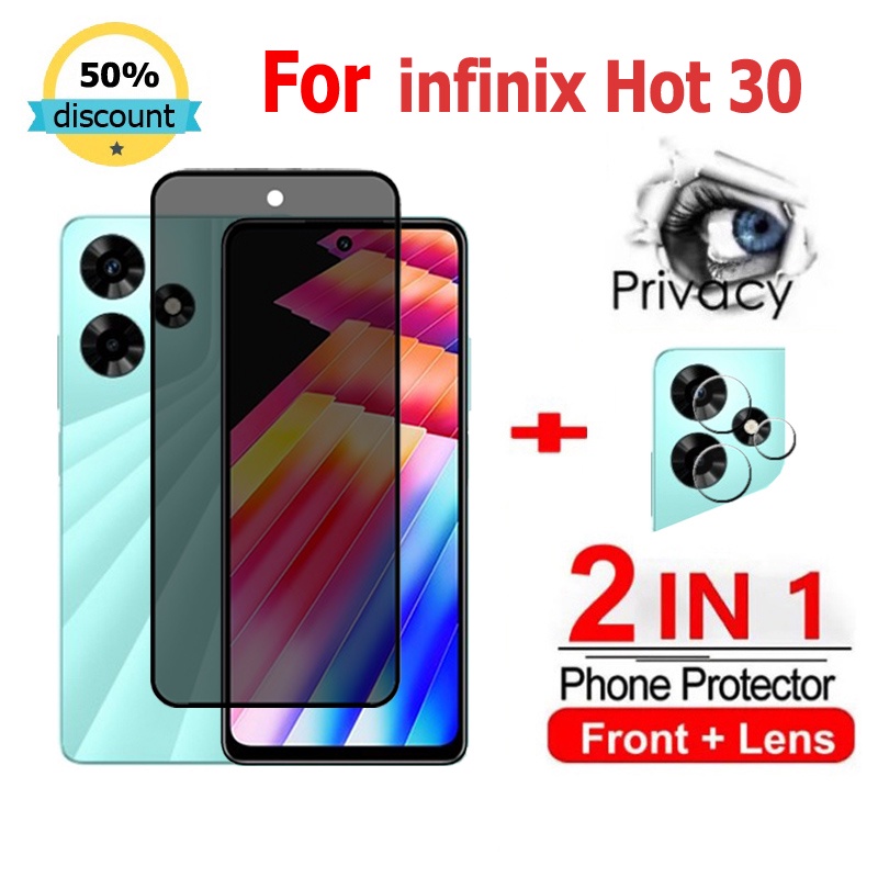 2 in 1 ฟิล์ม infinix Hot 30 30i ฟิล์มกระจกนิรภัยกันรอยหน้าจอ กันแอบส่อง เป็นส่วนตัว สําหรับ infinix NOTE 12i 12 Pro VIP 2023 5G Hot 11 12i 20i 30 20S NFC SMART 7 HD 6 Plus Zero 30 5G