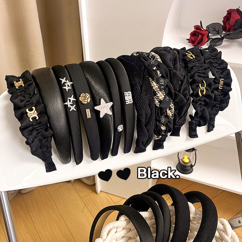 ที่คาดผม ระดับไฮเอนด์ สีดํา แบบเรียบง่าย แฟชั่นฤดูใบไม้ร่วง และฤดูหนาว สไตล์เกาหลี สําหรับผู้หญิง