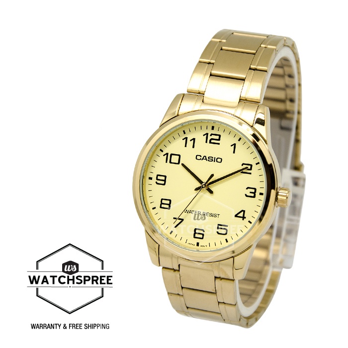 Casio Men's Gold Stainless Steel Strap Watch MTPV001G-9B