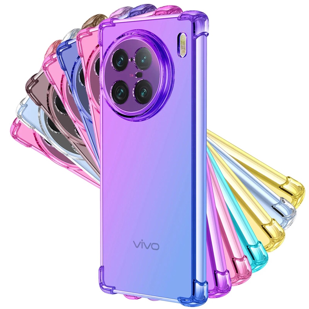เคสโทรศัพท์มือถือ TPU นิ่ม กันกระแทก กันรอยขีดข่วน ไล่โทนสีน่ารัก สําหรับ Vivo X100 Pro X 100Pro X90 Pro Plus X80 Pro