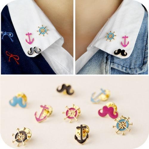 เข็มกลัดคอหนวดสีดํา CXF020