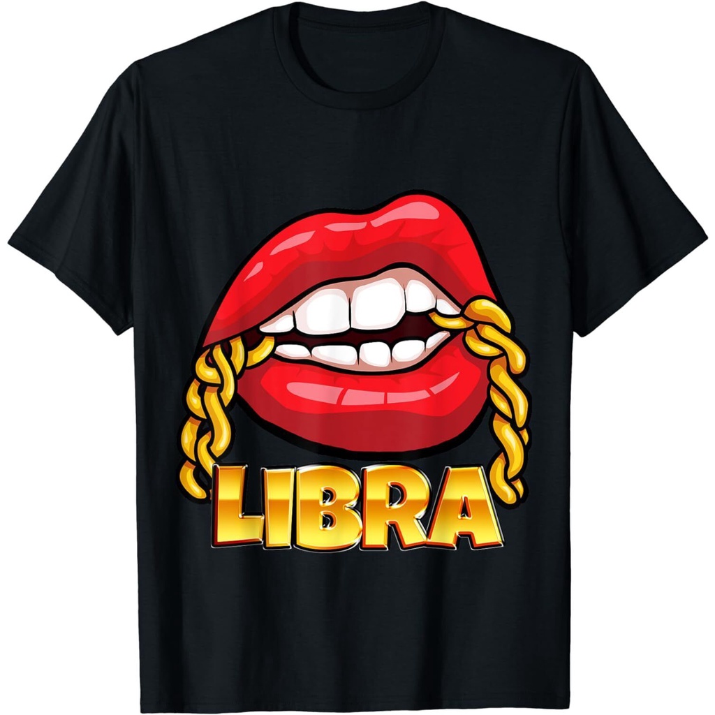 เสื้อยืด Juicy Lips Gold Chain Libra Zodiac Sign