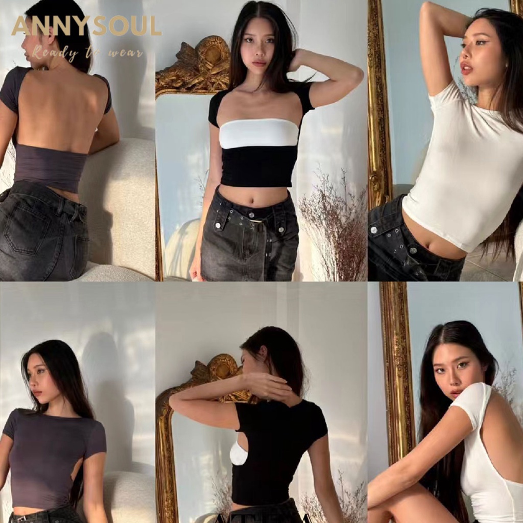 เสื้อยืดเปิดหลังผู้หญิงผ้าคุณภาพสูงและสัมผัสนุ่มสบาย