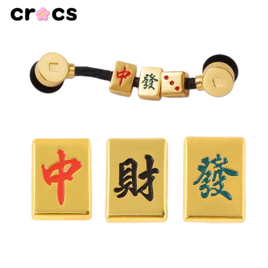 ตัวติดรองเท้า Crocs charms ไพ่นกกระจอก วัสดุโลหะ DIY จิ๊บบิทตัวติดรองเท้ามีรู