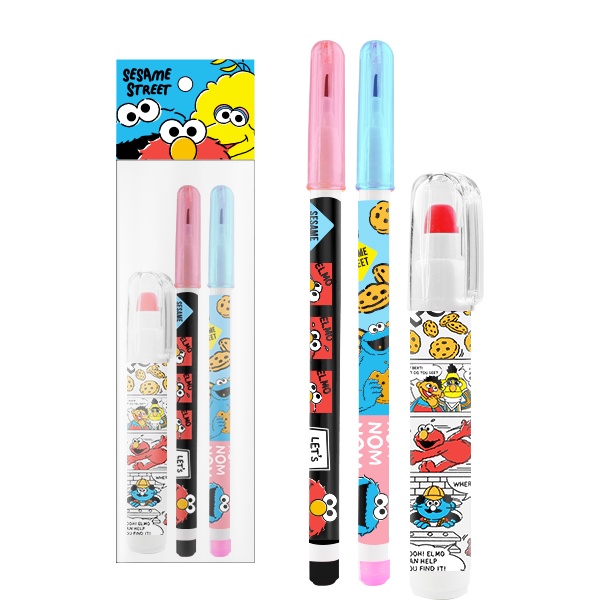 Bundanjai (ดินสอต่อไส้) SST4-ดินสอ&amp;ยางลบต่อไส้ : Sesame Street Rocket Pencils&amp;Eraser Pack3 (RP-RES-401)