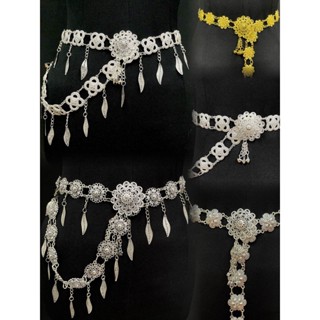 ชุดไทย จี้ใบไม้เข็มขัด ดอกไม้อีสานชุดล้านนาข็มขัด สีทอง สีเง…