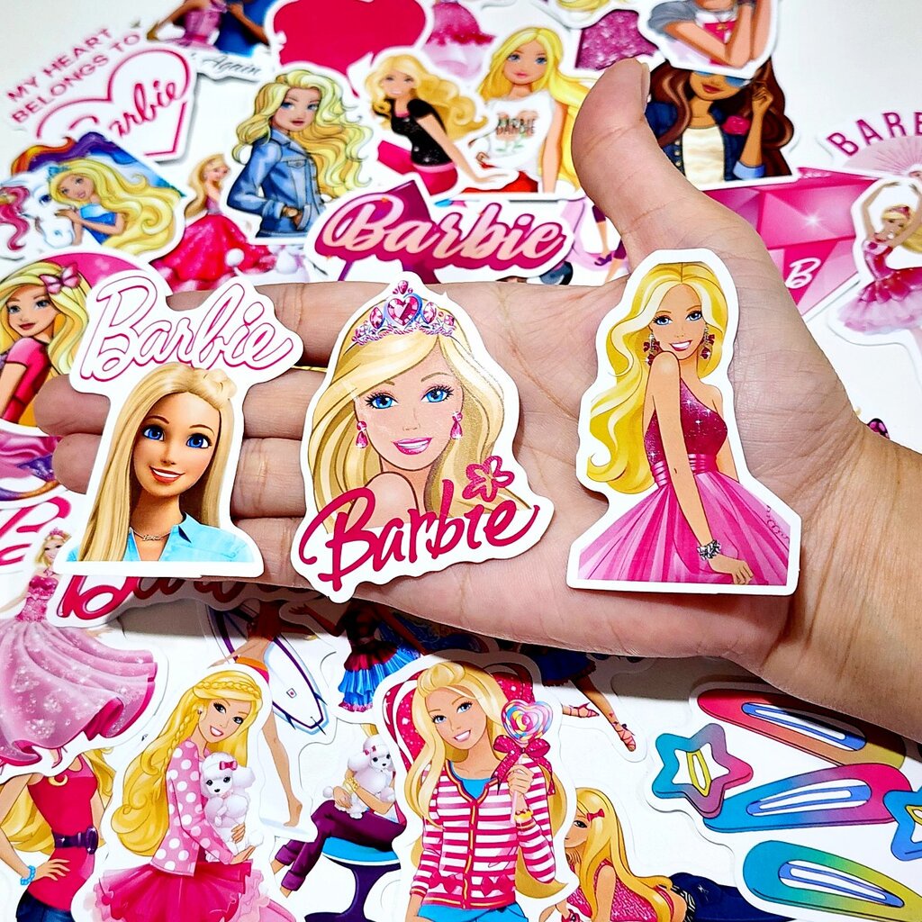 สติ๊กเกอร์ Barbie บาร์บี้ ติดแน่น กันน้ำ ติดกระเป๋าเดินทาง โน้ตบุ้ค (50 ชิ้น) sticker