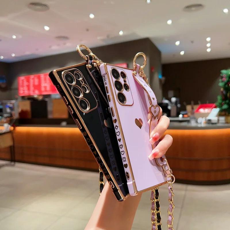 เคสโทรศัพท์มือถือแบบนิ่ม TPU กันกระแทก พร้อมสายคล้อง และที่ตั้งวาง และสายคล้อง หรูหรา สําหรับ Samsung S24 S23 S22 Ultra Plus S23 S21 S20 FE ราคา ถูกที่สุด ดีลบีเคเค แกลเลอรีภาพที่ 5