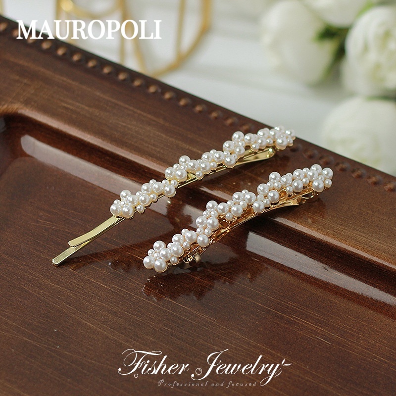 Mauropoli [คลังสินค้าพร้อม] Sto Jingtian กิ๊บติดผมสไตล์เดียวกันผ้าโพกศีรษะเกาหลีมุกคลื่นเรียบกิ๊บเรียบง่ายเครื่องประดับผมคลิปแบน