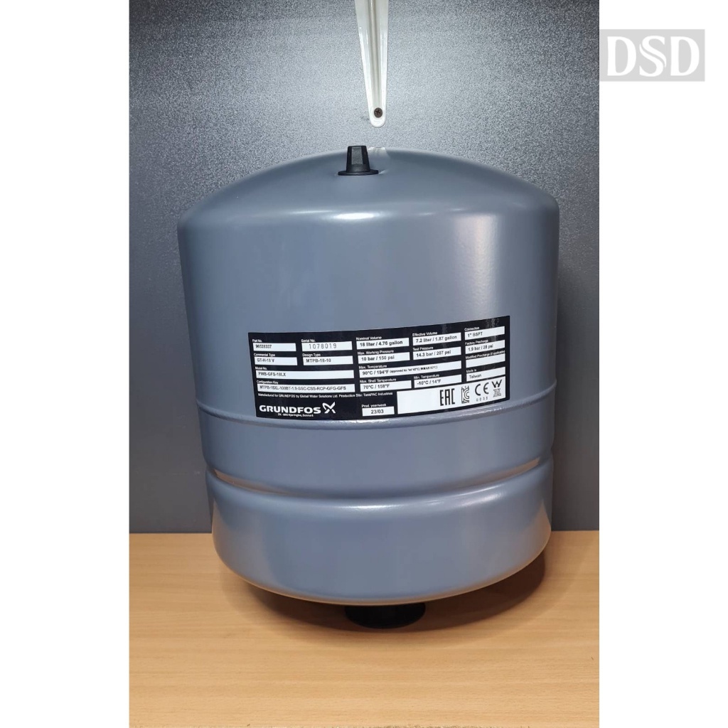 [พร้อมส่ง]⚙️ ถังแรงดันน้ำ 18 ลิตร Grundfos  GT-H-18V รุ่น PWB-GFS-18LX  PN10 G1 V  10bar