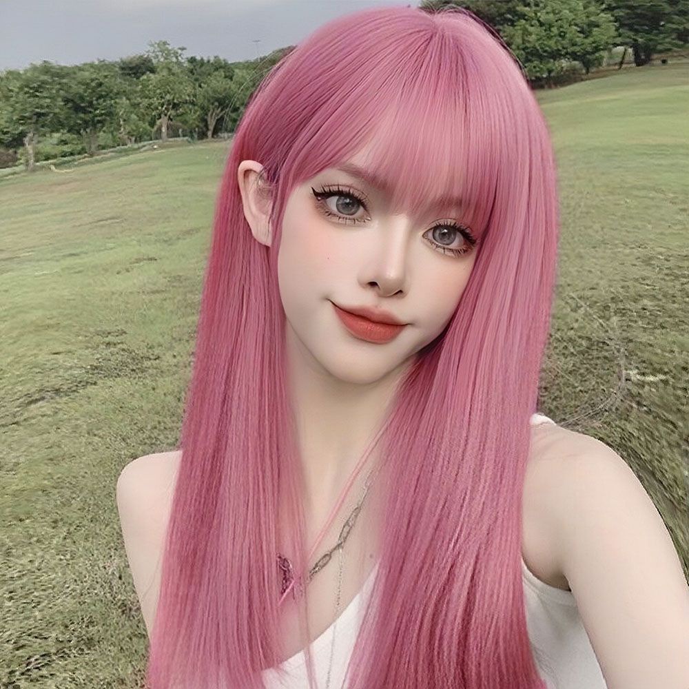 วิกผมยาวตรง 70 ซม. สีเบจ สีม่วง สีชมพู สไตล์เกาหลี คอสเพลย์สังเคราะห์ สําหรับผู้หญิง ผู้ชาย ปาร์ตี้