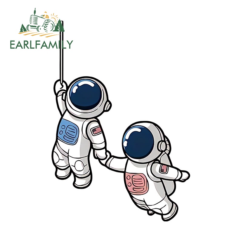 Earlfamily สติกเกอร์ไวนิล ลายนักบินอวกาศน่ารัก กันน้ํา สําหรับติดตกแต่งกระจกหน้ารถยนต์ รถจักรยานยนต์ 13 ซม.