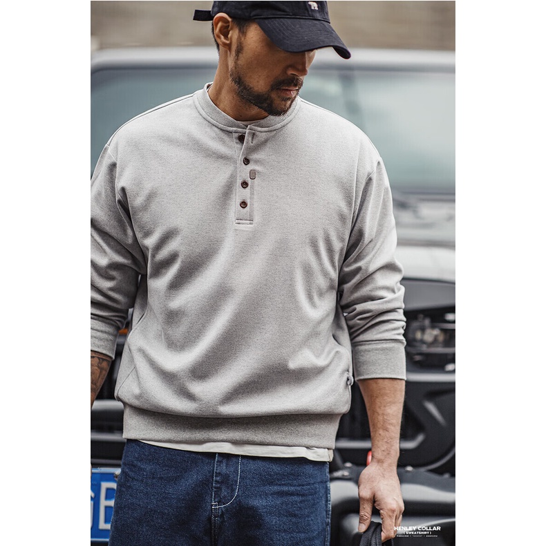 Retro Womens Youth 2025 ฤดูใบไม้ผลิใหม่อเมริกัน Casual Henry Collar เสื้อกันหนาวทําด้วยผ้าขนสัตว์สีเทา Series Cleanfit แขนยาวด้านล่าง — صورة 7