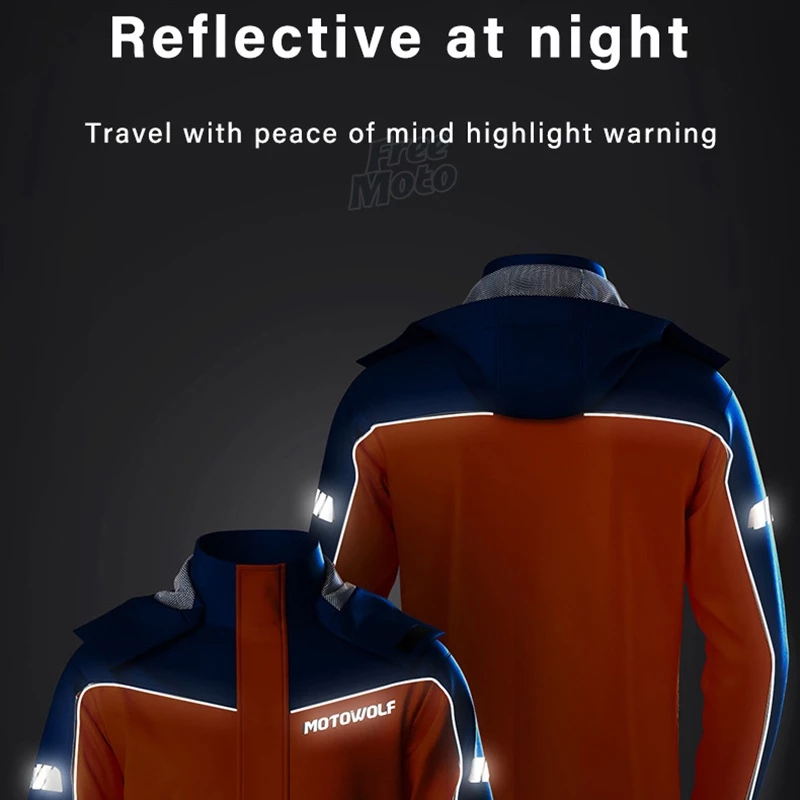 Motowolf เสื้อกันฝนมอเตอร์ไซค์ พร้อมกางเกง แถบสะท้อนแสง thumbnail 9