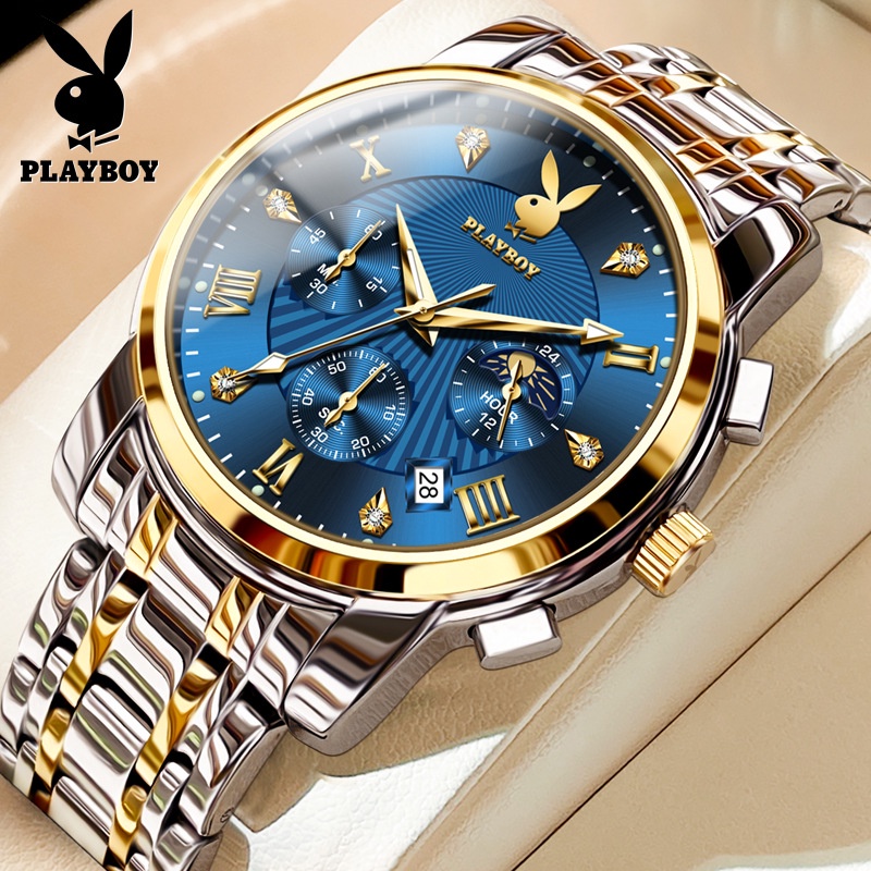 [พร้อมส่ง] Playboy 3066 นาฬิกาข้อมือควอตซ์แฟชั่น อเนกประสงค์ สําหรับผู้ชาย (ฟรีกล่องนาฬิกาสวยหรู)