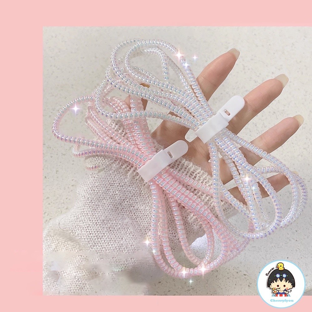 1.4 เมตร เลเซอร์สี USB สายชาร์จ สายข้อมูล ป้องกัน ป้องกันการแตกหัก สปริง เชือกป้องกันสายไฟ เชือกหูฟัง กระสวยม้วน