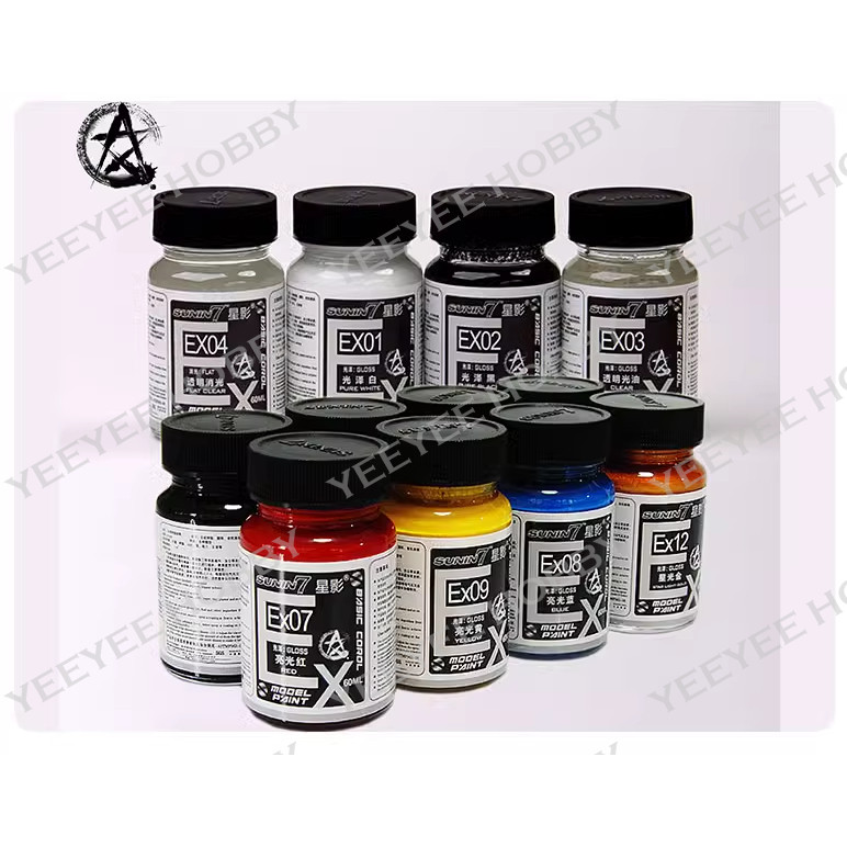 SUNIN7 MODEL PAINT - EX SERIES BASIC COLOR / โลหะ / สีใส 60ML