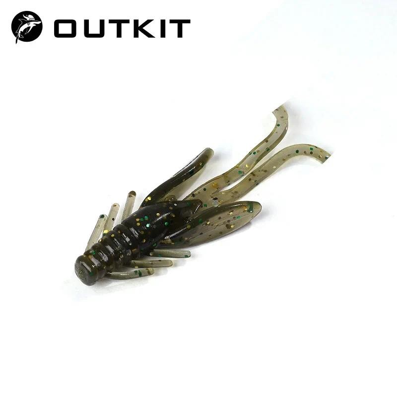 Outkit 10 ชิ้น Jig Wobblers ซิลิโคนเหยื่ออ่อนหนอนกุ้งก้ามกรามเหยื่อตกปลา 45 มิลลิเมตรกุ้ง Sinking หมุน Twintails ตกปลาทะเล